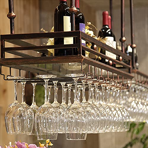 Hanging Wine Rack, Wine Glass Hanger, Household Wine Holder, Wrought Iron Bar, Height Adjustable Wine Storage Shelf (Color : C, Size : 100 * 35CM)