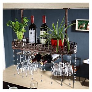 iron industrial style wine rack, ceiling decoration rack, flower rack suitable for living room restaurant bar (color : bronze, size : 60cm)