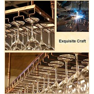 Ceiling Stemware Racks, Wine Glass Holder Metal Iron Hanging Wine Goblet Rack Champagne Drink Storage Organizer Shelf - Height Adjustable (Color : Bronze, Size : 120×40cm(47×16inch