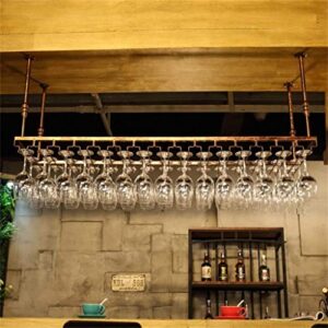 Ceiling Stemware Racks, Wine Glass Holder Metal Iron Hanging Wine Goblet Rack Champagne Drink Storage Organizer Shelf - Height Adjustable (Color : Bronze, Size : 120×40cm(47×16inch