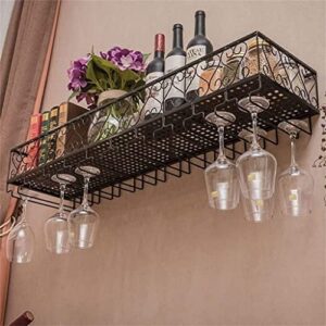 wall hanging wine rack with glass holder and wine bottle shelf, metal wall mount bar wine glass rack stemware goblet storage holder (size : 80×25cm(32×10inch))