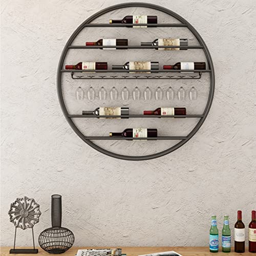 Round Wine Racks Iron Wine Bottle Holder, Wall-Mounted Floating Organizer Shelves Creative Wine Glass Stemware Goblet Racks Metal Storage Shelf (Size : 75x10x75cm)