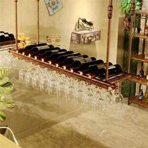 Ceiling Stemware Rack, Adjustable Hanging Wine Bottle Holder, Wine Glass Holder, Upside Down Goblet Racks, Restaurants Kitchens Bar Wine Storage Display Shelf, Bronze (Size : 80×35
