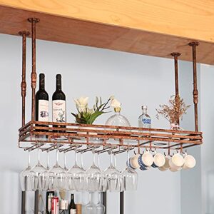 bar counter bar wine rack, upside down european-style simple restaurant hanging wine glass holder, ornament wine hanger, height-adjustable wine storage shelf (color : c, size : 80