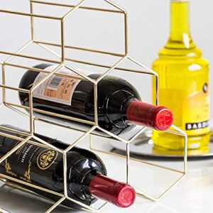 Wine Rack Metal Wine Rack Creative Decoration   Honeycomb Shape Wine Rack Wine Bottle Shelf Wine Cooler Display Stand 2 Colors (Color: Gold, Size: 28x21.5x27cm) (Color : B1)