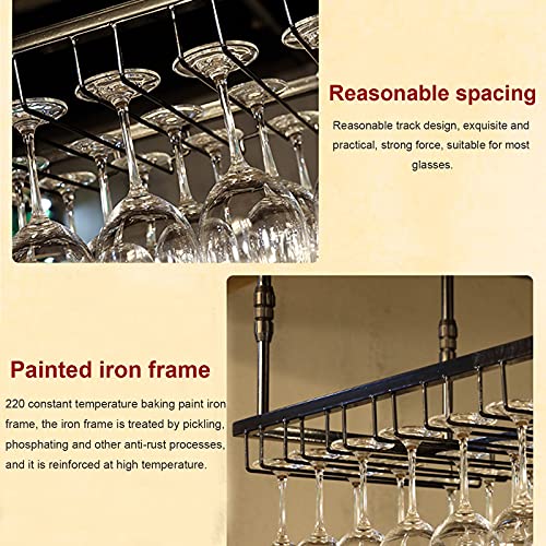 Wine Racks, Hanging Creative Wine Holder, Upside-Down European-Style Iron Racks, Household Wine Cabinet, Height-Adjustable Wine Storage Shelf (Color : A, Size : 90 * 35CM)