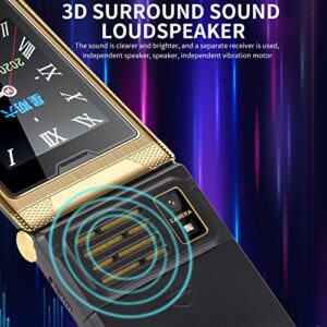 3.0 Inch 3G Flip Cover Cell Phone for Seniors with Internal and External Dual Screen Display, Large Buttons and Fonts, Built in LED Flashlight, One Touch Family Number(Gold)