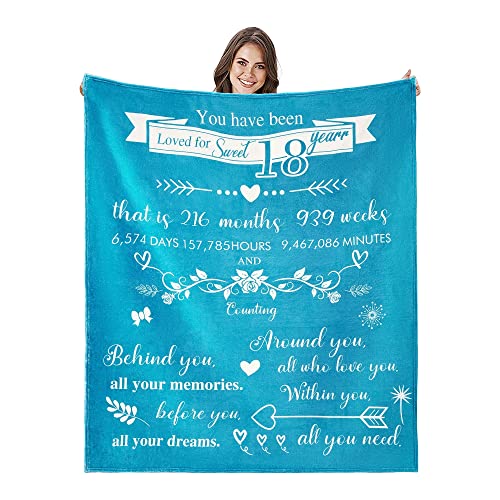 Kmayro 18th Birthday Gifts for Girls - Gifts for Daughter Bestie Sister - Sweet 18 Birthday Decorations Blanket for Sofa Beach All Season 60x50inches