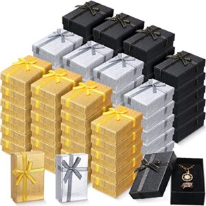 jewelry gift box small empty gift boxes jewelry boxes packaging bulk gift wrap boxes cardboard jewelry boxes with bow for ring necklaces earring bracelet jewelry (72 pcs)