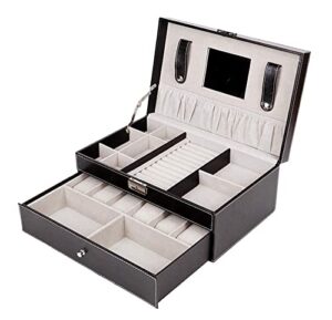 toewoe portable jewelry box, 2-layer jewelry organizer with drawers, jewelry storage, jewelry box organizer for girls women