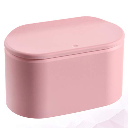 Ipetboom Garbage can with Lid Plastic Bins Press-Button Trash Can Plastic Desktop Garbage Can Oval Waste Paper Basket Container with Lid for Kitchen Bathroom Bedroom Small Containers