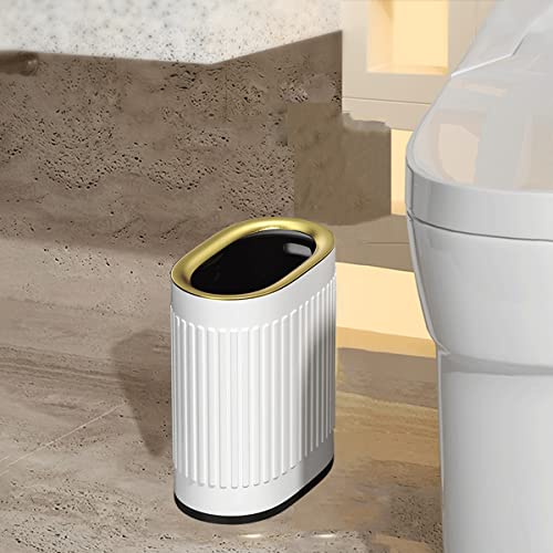 Doyingus Stainless Steel Trash can, 1.58 Gallon / 6Liter Wastebasket, Slim Garbage Can with Inner Bucket, Small Garbage Container Bin for Bathroom, Kitchen, Bedroom, Powder Room (White)