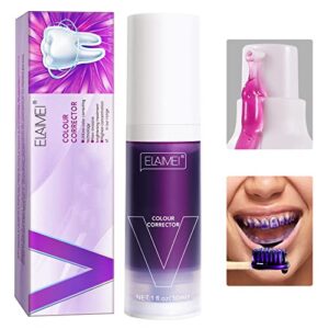 purple toothpaste for teeth whitening, color corrector whitening toothpaste, dental color corrector serum, foam, purple toothpaste, stain removal, whiting toothpaste. (purple toothpaste 1pcs)