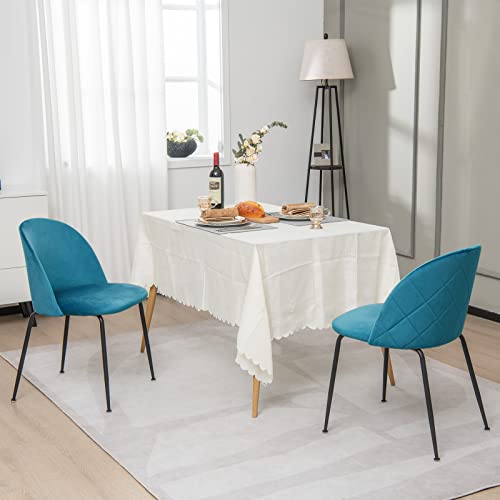 Giantex Modern Velvet Dining Chairs Set of 2 - Comfy Vanity Desk Chair for Living Room, Bedroom, Classic Upholstered Dining Room Chairs for Restaurant, Small Space, Teal Blue