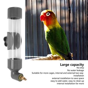 Zerodis Bird Drinker Automatic Drinking Device for Parrots Extra Wide Pressure External Indoor Installation for Bird Cage Accessories for Small, Medium Parrots (Grey)