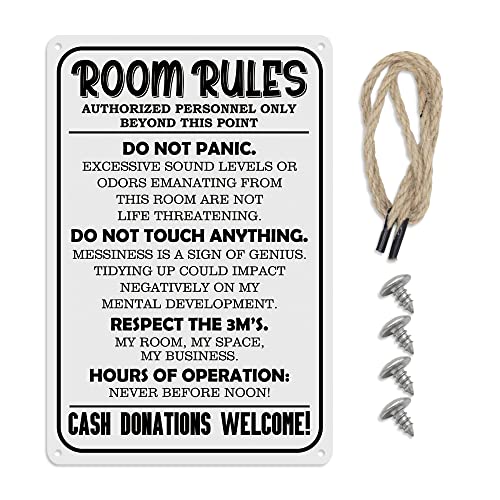 Maoerzai Room Sign for Teen Girls Bedroom Door Decor Room Sign Girl Room Rules Sign Wall Decor 8X12 Inch.