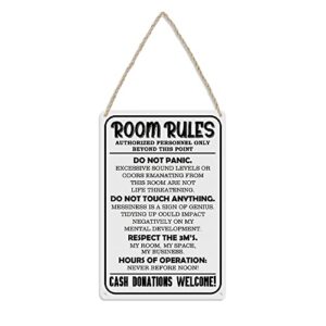 Maoerzai Room Sign for Teen Girls Bedroom Door Decor Room Sign Girl Room Rules Sign Wall Decor 8X12 Inch.