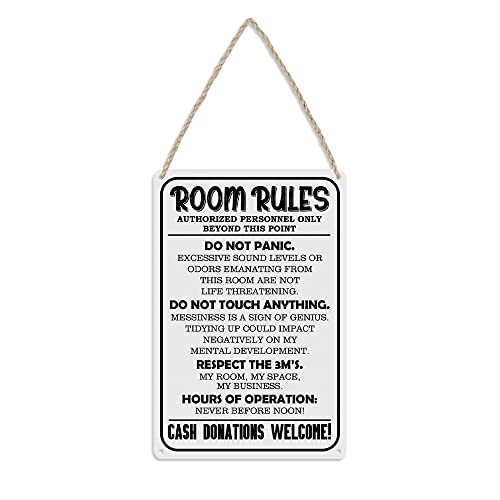Maoerzai Room Sign for Teen Girls Bedroom Door Decor Room Sign Girl Room Rules Sign Wall Decor 8X12 Inch.
