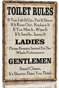 funny toilet rules warning sign metal tin sign retro funy bathroom decor for bar cafe pub home 8x12 inch