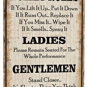 Funny Toilet Rules Warning Sign Metal Tin sign Retro Funy Bathroom Decor for Bar Cafe Pub Home 8x12 Inch