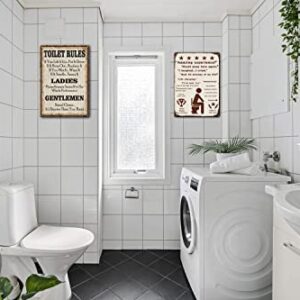 Funny Toilet Rules Warning Sign Metal Tin sign Retro Funy Bathroom Decor for Bar Cafe Pub Home 8x12 Inch