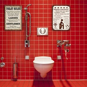 Funny Toilet Rules Warning Sign Metal Tin sign Retro Funy Bathroom Decor for Bar Cafe Pub Home 8x12 Inch