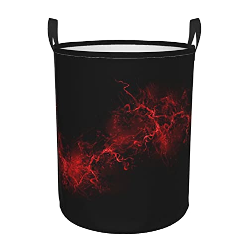 Round Single Explosion Burst Red Black Dirty Laundry Hamper,Storage Bin Organizer Laundry Hamper Portable Laundry