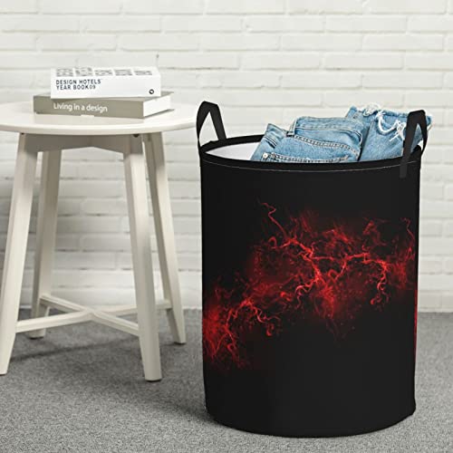 Round Single Explosion Burst Red Black Dirty Laundry Hamper,Storage Bin Organizer Laundry Hamper Portable Laundry