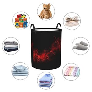 Round Single Explosion Burst Red Black Dirty Laundry Hamper,Storage Bin Organizer Laundry Hamper Portable Laundry