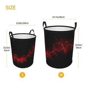 Round Single Explosion Burst Red Black Dirty Laundry Hamper,Storage Bin Organizer Laundry Hamper Portable Laundry