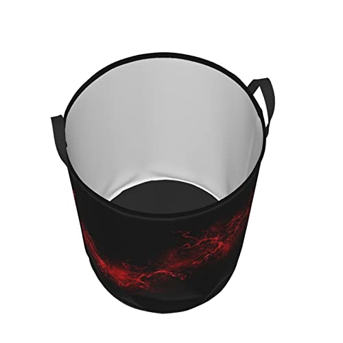 Round Single Explosion Burst Red Black Dirty Laundry Hamper,Storage Bin Organizer Laundry Hamper Portable Laundry