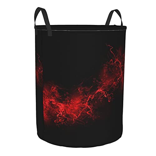 Round Single Explosion Burst Red Black Dirty Laundry Hamper,Storage Bin Organizer Laundry Hamper Portable Laundry