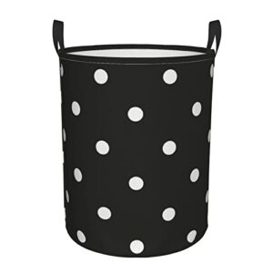 round single black and white polka dot dirty laundry hamper,storage bin organizer laundry hamper portable laundry