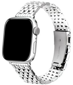 tisimo for apple watch band 41mm 40mm 38mm 45mm 44mm 42mm series 9 8 7 6 5 4 3 2 1 se se2 women and men,stainless steel metal watchband for iwatch (sliver)