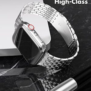 TISIMO for Apple Watch Band 41mm 40mm 38mm 45mm 44mm 42mm Series 9 8 7 6 5 4 3 2 1 SE SE2 Women and Men,Stainless Steel Metal Watchband for iWatch (Sliver)