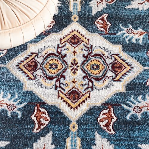 Safavieh Bayside Collection Area Rug - 5'3" x 7'6", Blue & Grey, Traditional Oriental Design, Non-Shedding & Easy Care, Machine Washable Ideal for High Traffic Areas in Living Room, Bedroom (BAY104M)