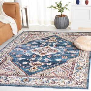 safavieh bayside collection area rug - 5'3" x 7'6", blue & grey, traditional oriental design, non-shedding & easy care, machine washable ideal for high traffic areas in living room, bedroom (bay104m)