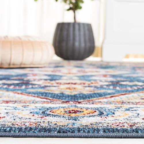 Safavieh Bayside Collection Area Rug - 5'3" x 7'6", Blue & Grey, Traditional Oriental Design, Non-Shedding & Easy Care, Machine Washable Ideal for High Traffic Areas in Living Room, Bedroom (BAY104M)