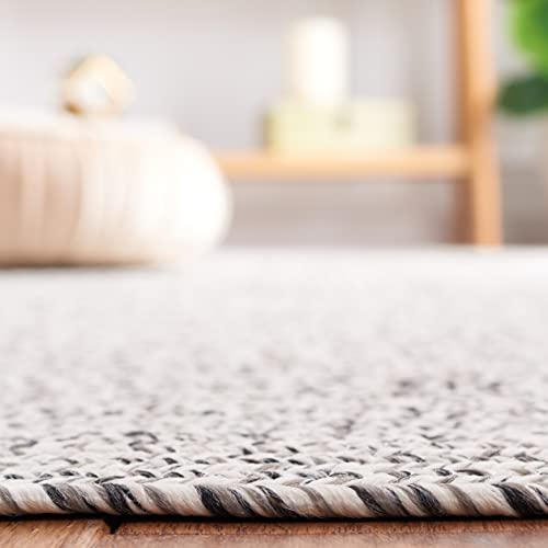 Safavieh Braided Collection Area Rug - 9' x 12', Grey & Ivory, Handmade Farmhouse, Ideal for High Traffic Areas in Living Room, Bedroom (BRA201F)