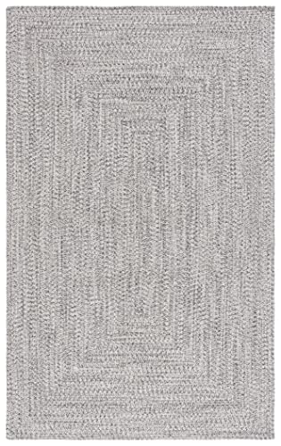 Safavieh Braided Collection Area Rug - 9' x 12', Grey & Ivory, Handmade Farmhouse, Ideal for High Traffic Areas in Living Room, Bedroom (BRA201F)