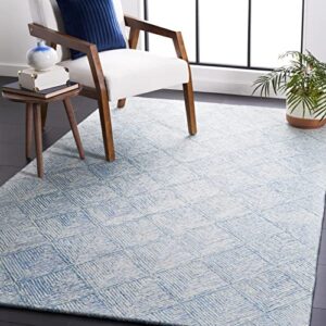 safavieh abstract collection accent rug - 3' x 5', blue & ivory, handmade wool, ideal for high traffic areas in entryway, living room, bedroom (abt428m)