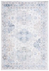 safavieh bayside collection accent rug - 4' x 6', grey & blue, shabby chic design, non-shedding & easy care, machine washable ideal for high traffic areas in entryway, living room, bedroom (bay116f)