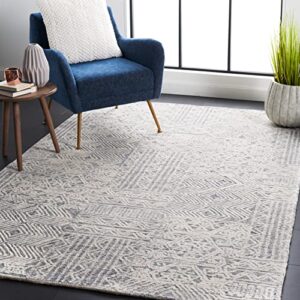 safavieh abstract collection area rug - 8' x 10', grey & ivory, handmade wool, ideal for high traffic areas in living room, bedroom (abt225f)