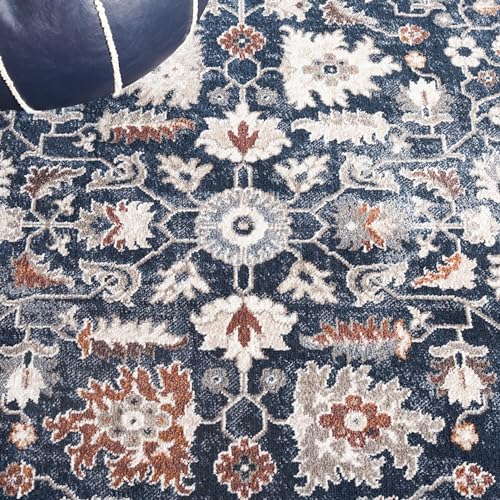 Safavieh Bayside Collection Area Rug - 8' x 10', Blue & Grey, Traditional Oriental Design, Non-Shedding & Easy Care, Machine Washable Ideal for High Traffic Areas in Living Room, Bedroom (BAY100M)