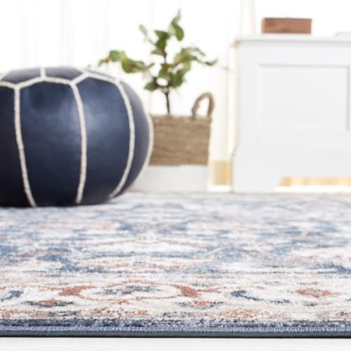 Safavieh Bayside Collection Area Rug - 8' x 10', Blue & Grey, Traditional Oriental Design, Non-Shedding & Easy Care, Machine Washable Ideal for High Traffic Areas in Living Room, Bedroom (BAY100M)