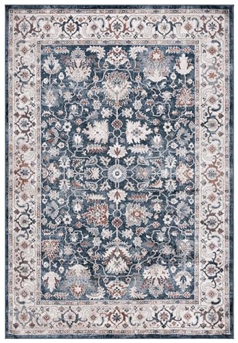 Safavieh Bayside Collection Area Rug - 8' x 10', Blue & Grey, Traditional Oriental Design, Non-Shedding & Easy Care, Machine Washable Ideal for High Traffic Areas in Living Room, Bedroom (BAY100M)