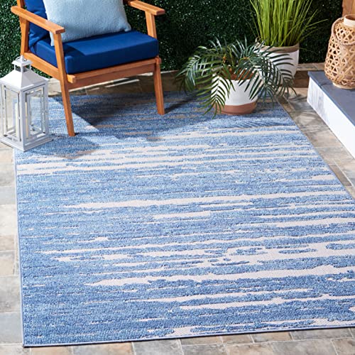 Safavieh Cabana Collection Area Rug - 5'3" x 7'6", Blue & Beige, Non-Shedding & Easy Care, Indoor/Outdoor & Washable-Ideal for Patio, Backyard, Mudroom (CBN506M)