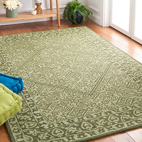 Safavieh Dip Dye Collection Area Rug - 5' x 8', Green, Handmade Oriental Diamond Wool, Ideal for High Traffic Areas in Living Room, Bedroom (DDY151Y)