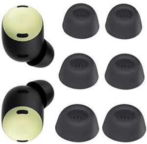 jnsa replacement ear tips silicone anti-slip eartips ear plug ear tip gels compatible with google pixel buds pro, [fit in case],l/m/s 3 size 3 pairs,black pixbp