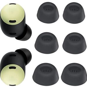 JNSA Replacement Ear Tips Silicone Anti-Slip Eartips Ear Plug Ear Tip Gels Compatible with Google Pixel Buds Pro, [Fit in Case],L/M/S 3 Size 3 Pairs,Black pixbp